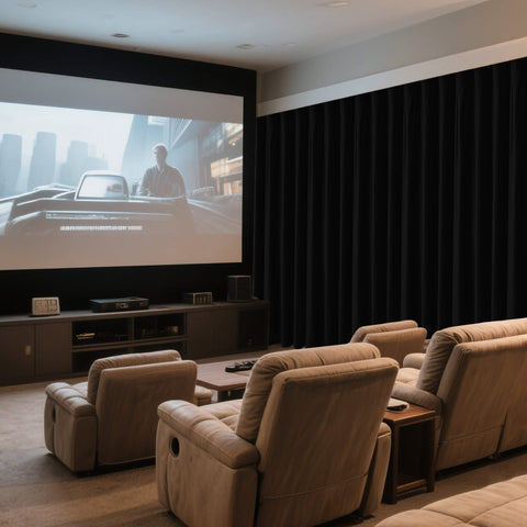 MJ11 Soft Velvet Home Theater Blackout Curtain Noise Reducing with Liner Multiple Headers 1 Panel
