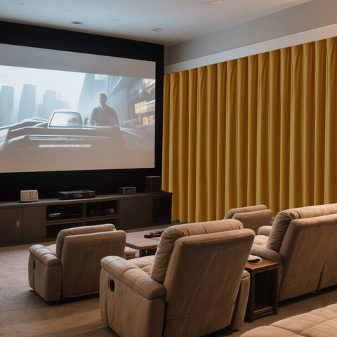 MJ11 Soft Velvet Home Theater Blackout Curtain Noise Reducing with Liner Multiple Headers 1 Panel