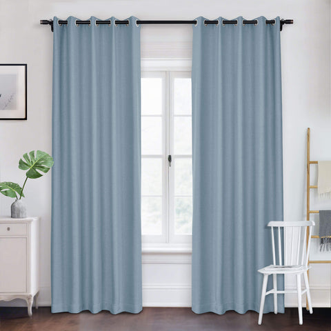 Frank Room Darkening Linen Blend Curtains Heavy Weight Thermal Blackout Drapes Grommet 1 Panel