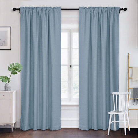 Frank Room Darkening Linen Blend Curtains Heavy Weight Thermal Drapes Back Tab & Rod Pocket 1 Panel