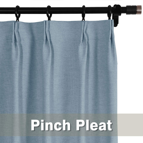 Frank Heavyweight Linen Blend Blackout Curtains - Thermal Insulated, Room Darkening, Pinch Pleat Drapes 1 Panel