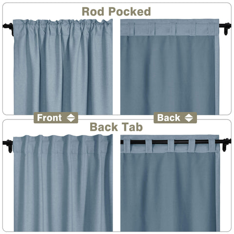 Frank Room Darkening Linen Blend Curtains Heavy Weight Thermal Drapes Back Tab & Rod Pocket 1 Panel