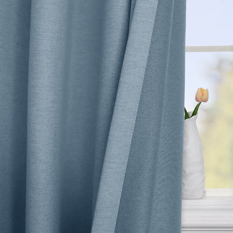 Frank Room Darkening Linen Blend Curtains Heavy Weight Thermal Blackout Drapes Grommet 1 Panel