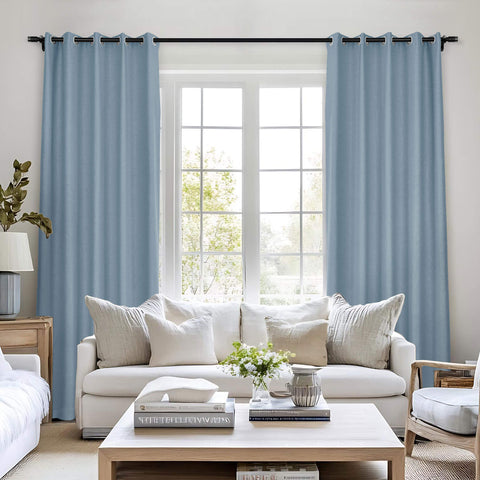 Frank Room Darkening Linen Blend Curtains Heavy Weight Thermal Blackout Drapes Grommet 1 Panel