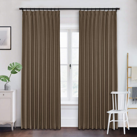 Frank Heavyweight Linen Blend Blackout Curtains - Thermal Insulated, Room Darkening, Pinch Pleat Drapes 1 Panel