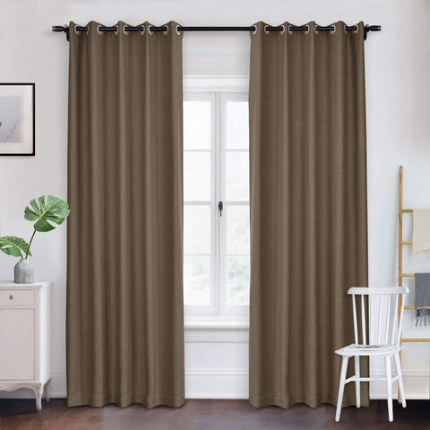 Frank Room Darkening Linen Blend Curtains Heavy Weight Thermal Blackout Drapes Grommet 1 Panel