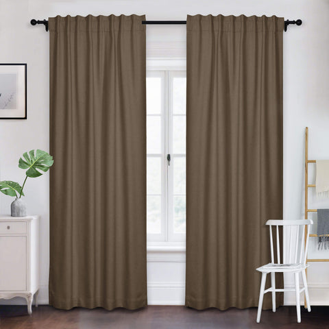 Frank Room Darkening Linen Blend Curtains Heavy Weight Thermal Drapes Back Tab & Rod Pocket 1 Panel
