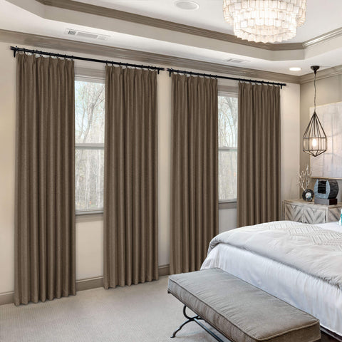 Frank Heavyweight Linen Blend Blackout Curtains - Thermal Insulated, Room Darkening, Pinch Pleat Drapes 1 Panel