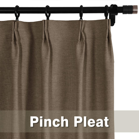 Frank Heavyweight Linen Blend Blackout Curtains - Thermal Insulated, Room Darkening, Pinch Pleat Drapes 1 Panel