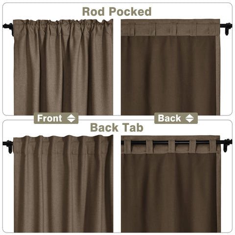 Frank Room Darkening Linen Blend Curtains Heavy Weight Thermal Drapes Back Tab & Rod Pocket 1 Panel