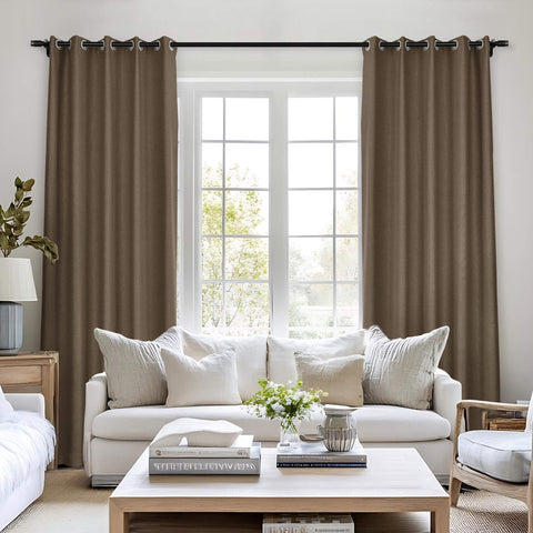 Frank Room Darkening Linen Blend Curtains Heavy Weight Thermal Blackout Drapes Grommet 1 Panel