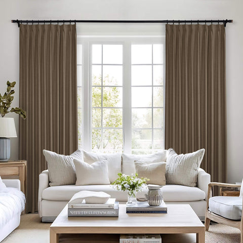Frank Heavyweight Linen Blend Blackout Curtains - Thermal Insulated, Room Darkening, Pinch Pleat Drapes 1 Panel