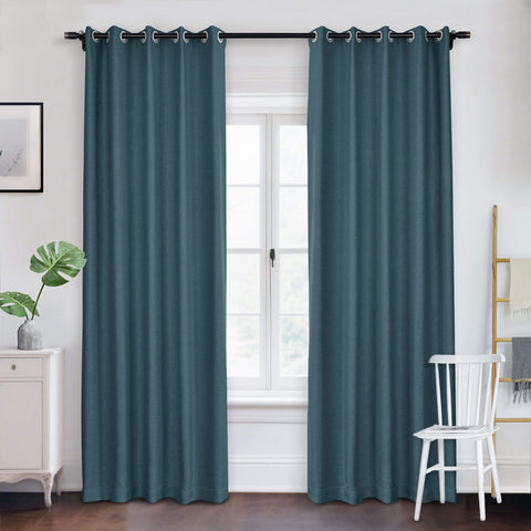 Frank Room Darkening Linen Blend Curtains Heavy Weight Thermal Blackout Drapes Grommet 1 Panel