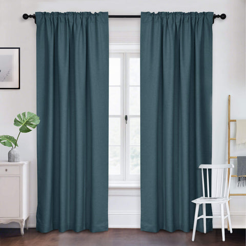 Frank Room Darkening Linen Blend Curtains Heavy Weight Thermal Drapes Back Tab & Rod Pocket 1 Panel