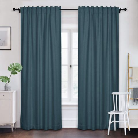 Frank Room Darkening Linen Blend Curtains Heavy Weight Thermal Drapes Back Tab & Rod Pocket 1 Panel