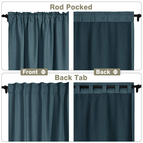 Frank Room Darkening Linen Blend Curtains Heavy Weight Thermal Drapes Back Tab & Rod Pocket 1 Panel
