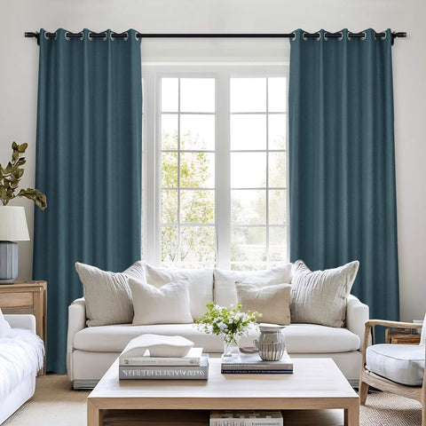Frank Room Darkening Linen Blend Curtains Heavy Weight Thermal Blackout Drapes Grommet 1 Panel
