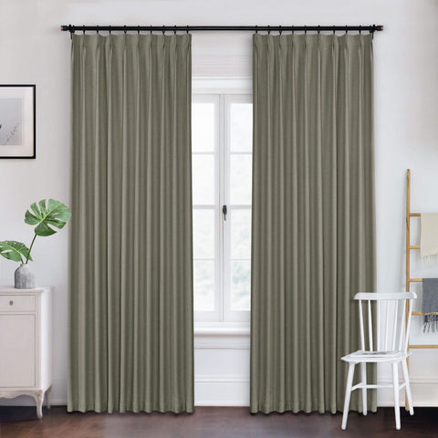 Frank Heavyweight Linen Blend Blackout Curtains - Thermal Insulated, Room Darkening, Pinch Pleat Drapes 1 Panel