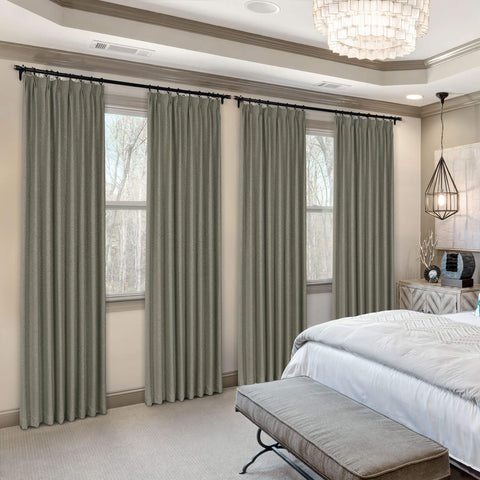 Frank Heavyweight Linen Blend Blackout Curtains - Thermal Insulated, Room Darkening, Pinch Pleat Drapes 1 Panel