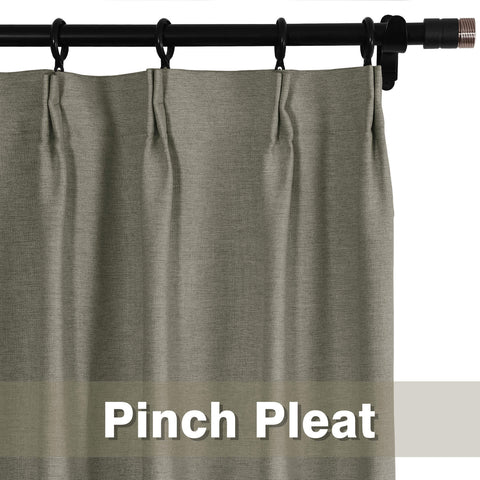 Frank Heavyweight Linen Blend Blackout Curtains - Thermal Insulated, Room Darkening, Pinch Pleat Drapes 1 Panel