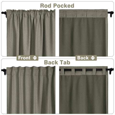 Frank Room Darkening Linen Blend Curtains Heavy Weight Thermal Drapes Back Tab & Rod Pocket 1 Panel