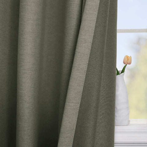Frank Room Darkening Linen Blend Curtains Heavy Weight Thermal Drapes Back Tab & Rod Pocket 1 Panel