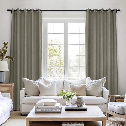Frank Room Darkening Linen Blend Curtains Heavy Weight Thermal Blackout Drapes Grommet 1 Panel