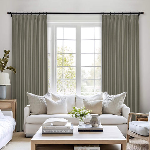 Frank Heavyweight Linen Blend Blackout Curtains - Thermal Insulated, Room Darkening, Pinch Pleat Drapes 1 Panel