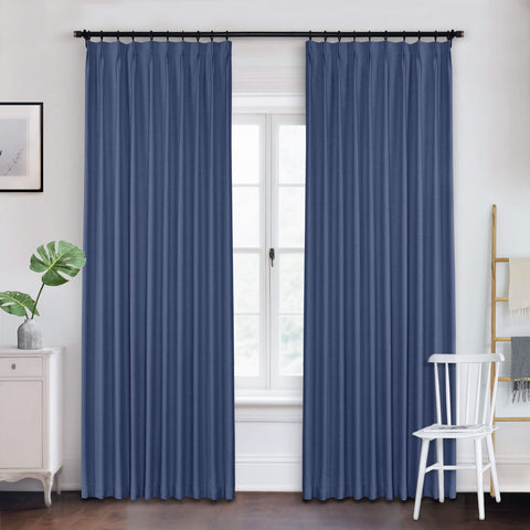 Frank Heavyweight Linen Blend Blackout Curtains - Thermal Insulated, Room Darkening, Pinch Pleat Drapes 1 Panel