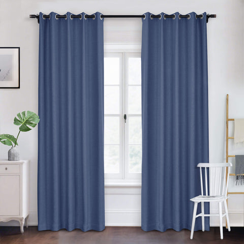 Frank Room Darkening Linen Blend Curtains Heavy Weight Thermal Blackout Drapes Grommet 1 Panel