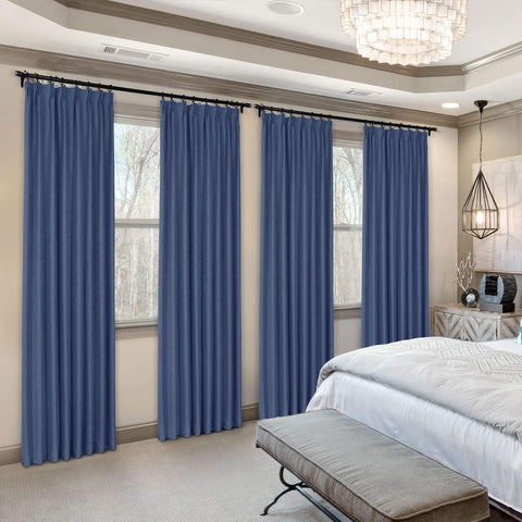 Frank Heavyweight Linen Blend Blackout Curtains - Thermal Insulated, Room Darkening, Pinch Pleat Drapes 1 Panel