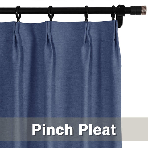 Frank Heavyweight Linen Blend Blackout Curtains - Thermal Insulated, Room Darkening, Pinch Pleat Drapes 1 Panel