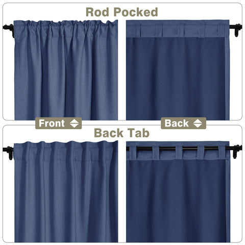 Frank Room Darkening Linen Blend Curtains Heavy Weight Thermal Drapes Back Tab & Rod Pocket 1 Panel