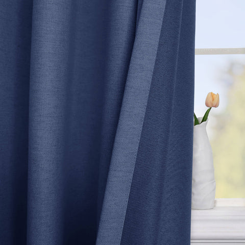 Frank Room Darkening Linen Blend Curtains Heavy Weight Thermal Blackout Drapes Grommet 1 Panel