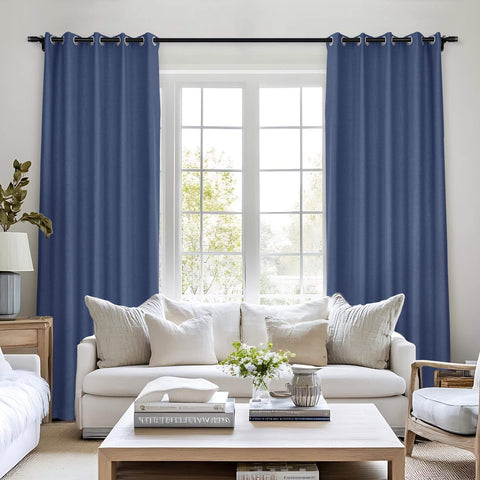 Frank Room Darkening Linen Blend Curtains Heavy Weight Thermal Blackout Drapes Grommet 1 Panel