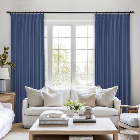 Frank Heavyweight Linen Blend Blackout Curtains - Thermal Insulated, Room Darkening, Pinch Pleat Drapes 1 Panel