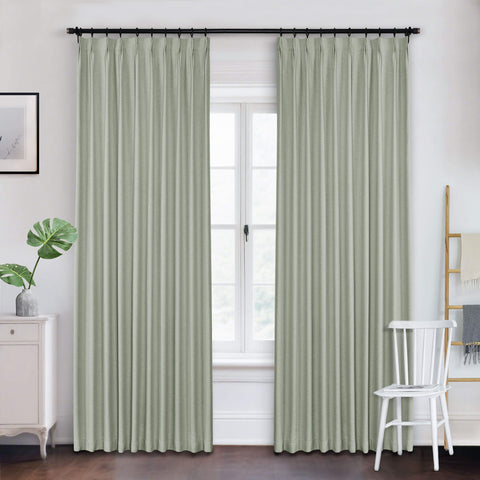 Frank Heavyweight Linen Blend Blackout Curtains - Thermal Insulated, Room Darkening, Pinch Pleat Drapes 1 Panel