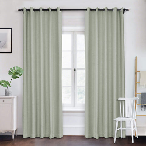 Frank Room Darkening Linen Blend Curtains Heavy Weight Thermal Blackout Drapes Grommet 1 Panel