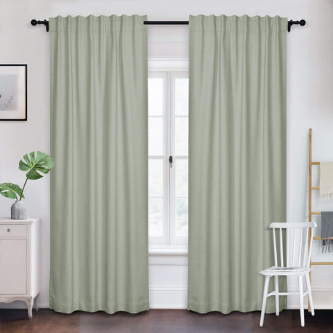 Frank Room Darkening Linen Blend Curtains Heavy Weight Thermal Drapes Back Tab & Rod Pocket 1 Panel