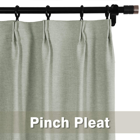Frank Heavyweight Linen Blend Blackout Curtains - Thermal Insulated, Room Darkening, Pinch Pleat Drapes 1 Panel