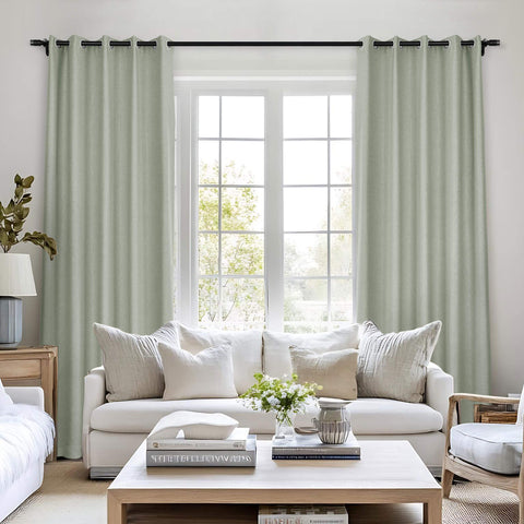 Frank Room Darkening Linen Blend Curtains Heavy Weight Thermal Blackout Drapes Grommet 1 Panel