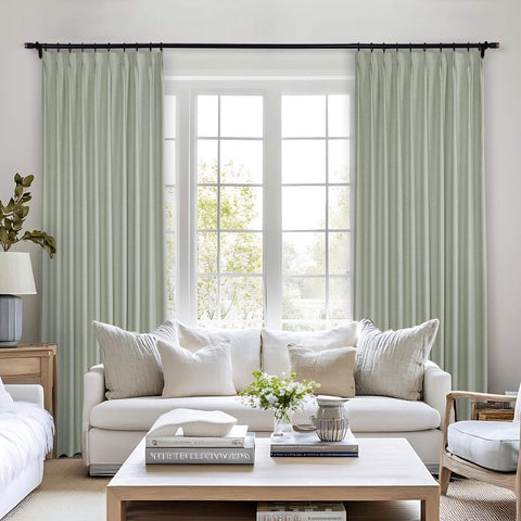 Frank Heavyweight Linen Blend Blackout Curtains - Thermal Insulated, Room Darkening, Pinch Pleat Drapes 1 Panel