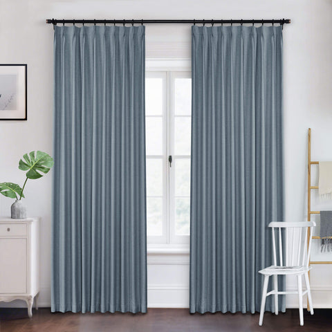 Frank Heavyweight Linen Blend Blackout Curtains - Thermal Insulated, Room Darkening, Pinch Pleat Drapes 1 Panel