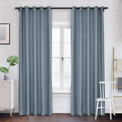Frank Room Darkening Linen Blend Curtains Heavy Weight Thermal Blackout Drapes Grommet 1 Panel