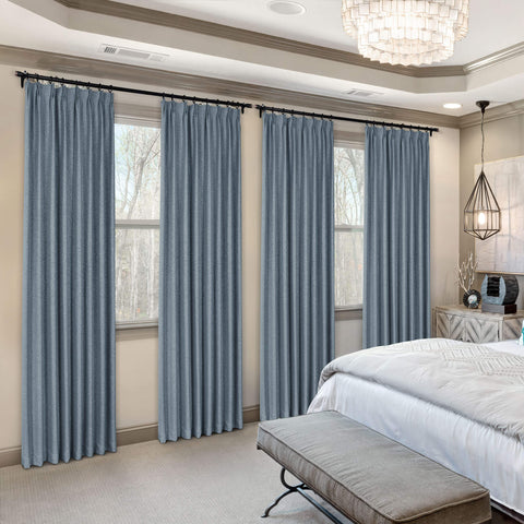 Frank Heavyweight Linen Blend Blackout Curtains - Thermal Insulated, Room Darkening, Pinch Pleat Drapes 1 Panel