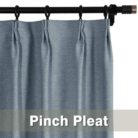 Frank Heavyweight Linen Blend Blackout Curtains - Thermal Insulated, Room Darkening, Pinch Pleat Drapes 1 Panel