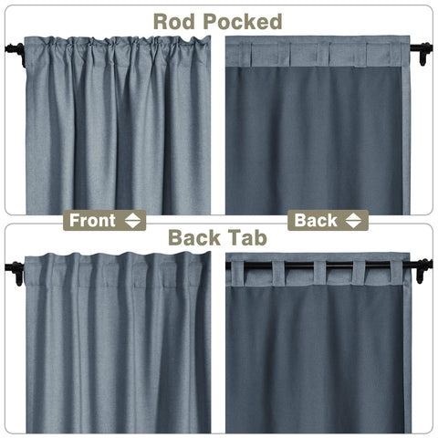 Frank Room Darkening Linen Blend Curtains Heavy Weight Thermal Drapes Back Tab & Rod Pocket 1 Panel