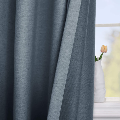 Frank Room Darkening Linen Blend Curtains Heavy Weight Thermal Blackout Drapes Grommet 1 Panel