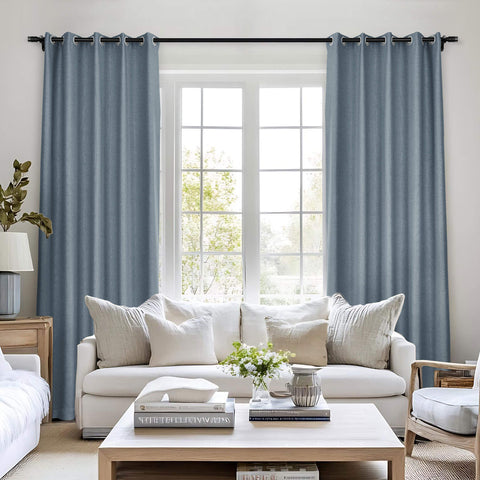 Frank Room Darkening Linen Blend Curtains Heavy Weight Thermal Blackout Drapes Grommet 1 Panel