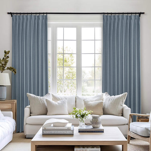 Frank Heavyweight Linen Blend Blackout Curtains - Thermal Insulated, Room Darkening, Pinch Pleat Drapes 1 Panel